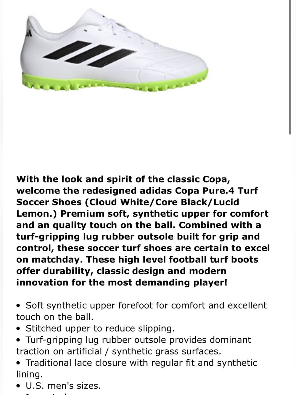 ADIDAS Copa Pure 4” Soccer Shoes